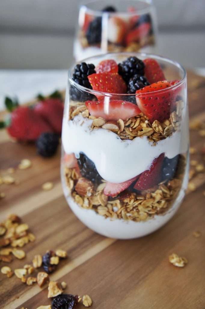 Greek Yogurt, Granola and Mixed Berry Parfaits